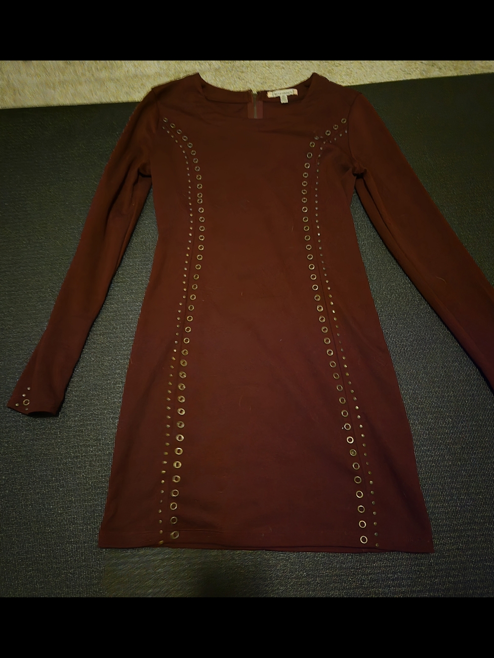 Lucca Couture Long-Sleeve Eyelet-Trim Bodycon Dress - Maroon